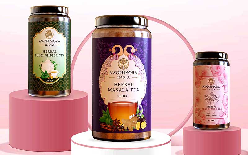 Avonmora India Herbal masala tea packaging design