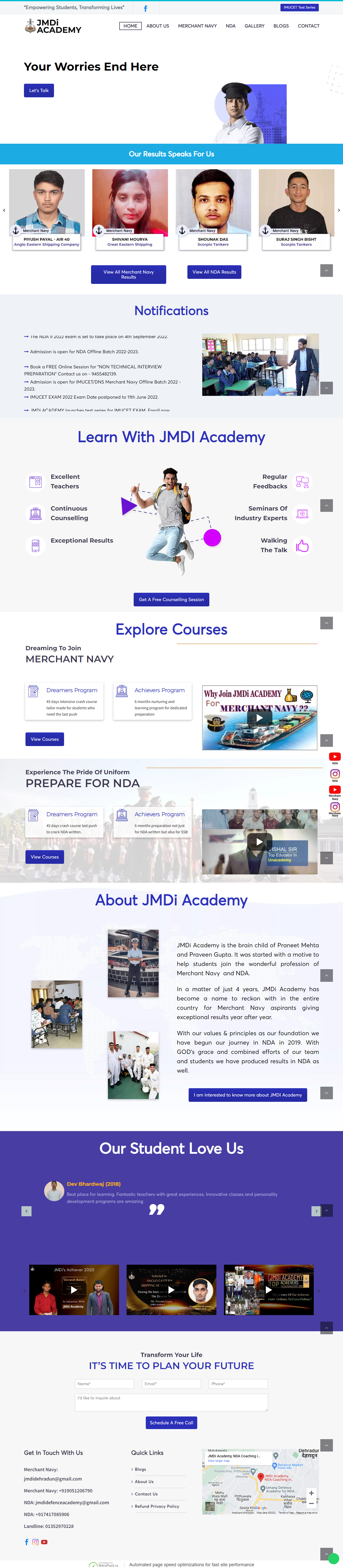 jmdi-academy website design